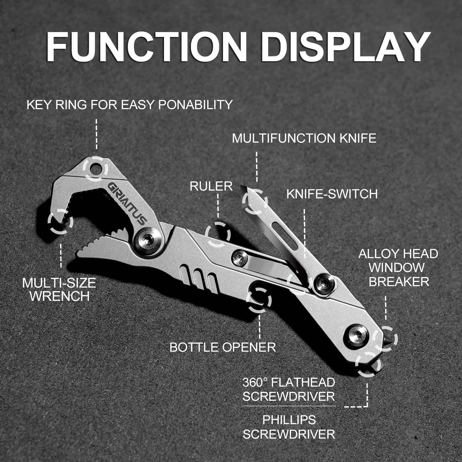 GIRIAITUS 7 in 1 Multitool Camping Accessories with Folding